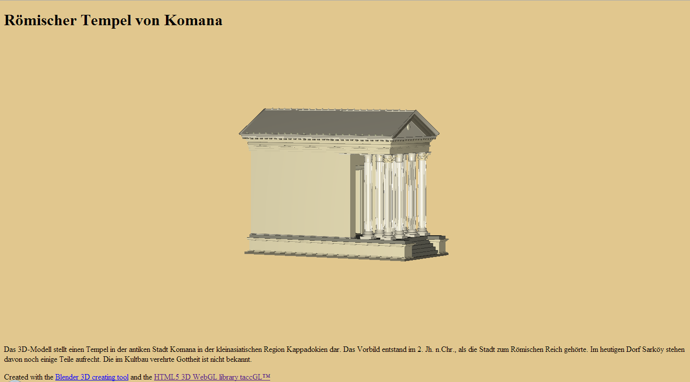 Modell eines römischen Tempels in Komana, Kappadokien