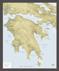Karte der Peloponnes in mykenischer Zeit